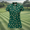 Maxcorners Blue White Orange Confetti Balloons Irish Flag St Patrick's Day Golf Shirt, Women's Golf Tops, Ladies Golf Shirts
