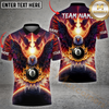 Maxcorners Billiard 8 Ball Pool Hawk Pattern Multicolor Customized Name, Team Name 3D Polo Shirt