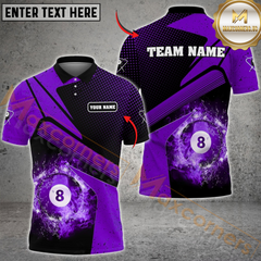 Maxcorners Billiard Galaxy Blue Team Jersey Personalized Name, Team Name 3D Polo Shirt (4 Colors)