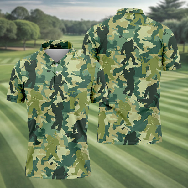 Maxcorners Bigfoot Sasquatch Men's Golf Polo Shirt, Funny Golf Shirt, Gift For Golfers