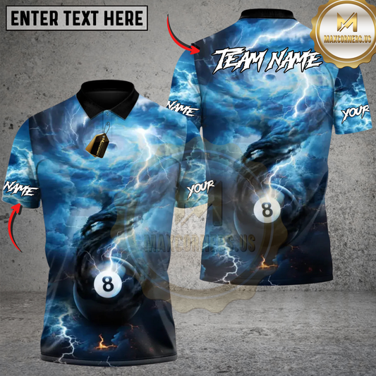 Maxcorners Stormbound 8 Ball Billiards Multicolor Customized Name, Team Name 3D Shirt