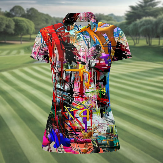 Maxcorners Colorful Abstract Graffiti Street Art Golf Shirt, Women’s Golf Apparel, Golf Tops For Women LM1507