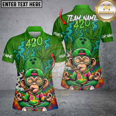 Maxcorners Bowling 420 Funny Monkey Personalized Name 3D Unisex Shirt