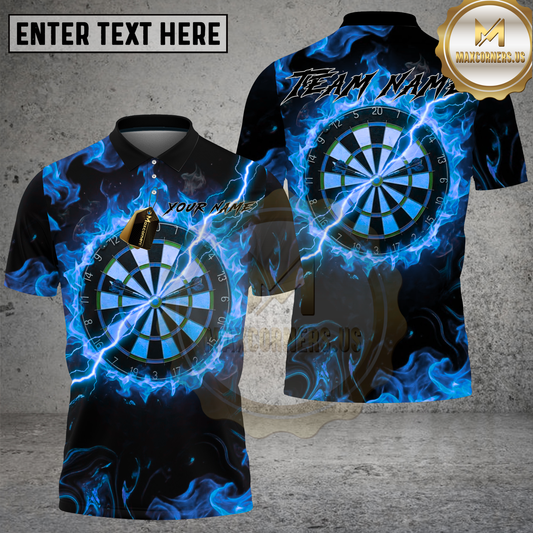 Maxcorners Dart Fire Flames Lightning Multicolor Options Personalized Name, Team Name 3D Shirt (4 Colors)