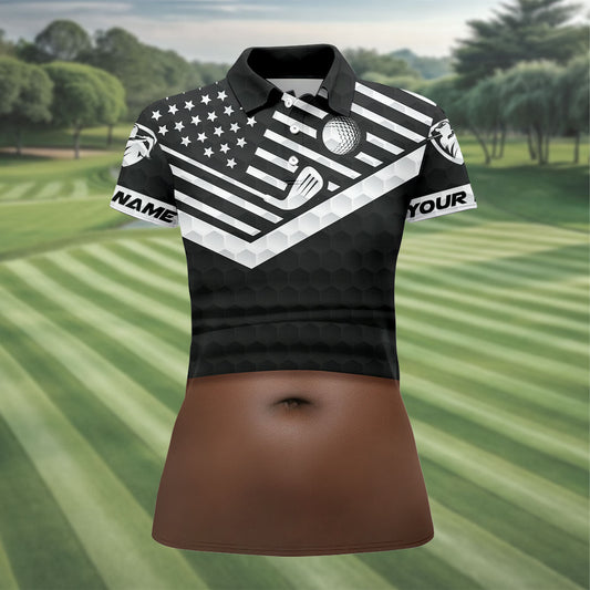 Maxcorners Personalized Dark Skin Beer Belly Golf Polo Shirt, Womens Golf Tops, Ladies Golf Shirt LM1507
