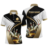 Maxcorners Gold Bowling Custom Men Bowling Shirt Polo & Quarter-Zip Bowling Team Jerseys LM064