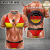 Maxcorners Darts Shirt Patriotic Flag Bikini & Bullseye Dartboard Athletic Body Design, Customized Name, Team Name 3D Shirts