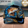 Maxcorners Fishing Blue Tribal Gold Accent Personalized Name 3D Shirt (13 Fish Species)