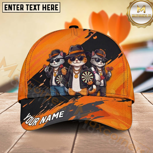 Maxcorners Darts Cool Cat Gang Personalized Name 3D Classic Cap