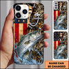 Maxcorners Rustic American Flag Woodland Personalized Name Phone Case (13 Fish Species)