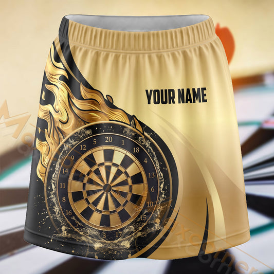 Maxcorners Darts Luxury Gold Dartboard Personalized 3D Skort, Skirts With Shorts