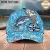 Maxcorners Fishing Coastal Compass Artwork Personalized Name 3D Cap (12 Fish Species)