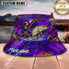 Maxcorners Fishing Neon Skull Angler Water Splash Personalized 3D Bucket Hat (13 Fish Species)