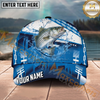 Maxcorners Fishing Blue Water Splash Personalized Name 3D Cap (12 Fish Species)