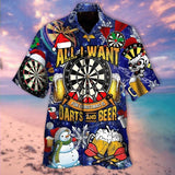 MaxCorners Darts All I Want For Christmas Is Darts And Beer Hawaiian Shirt