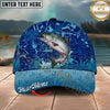 Maxcorners Fishing Blue Hook Pattern Personalized Name 3D Cap (12 Fish Species)