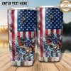 Maxcorners Fishing Tumbler Distressed American Flag Design Personalized Name Tumbler (13 Species)