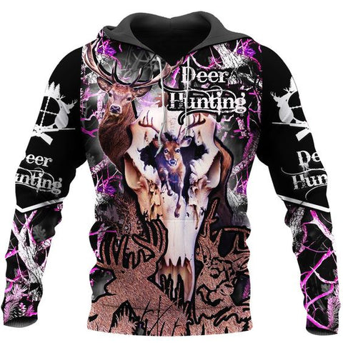 Maxcorners Deer Hunting B1 3D Over Printed Hoodie