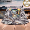 Maxcorners Fishing Blue Camo Fishing Illustration with Dynamic Splash Personalized Name 3D Bucket Hat (13 Fish Species)