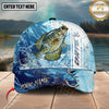 Maxcorners Fishing Blue Water Splash Hook Personalized 3D Classic Cap (12 Fish Species)