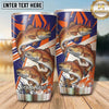 Maxcorners Fishing Tumbler Retro Orange Navy Stripe Design Personalized Name Tumbler (13 Species)