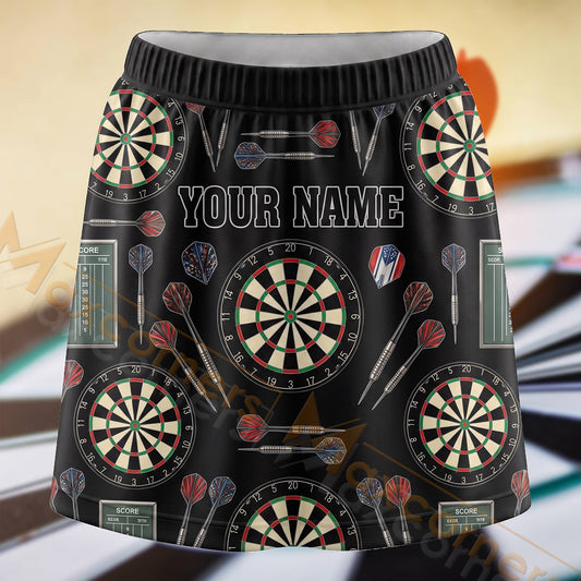 Maxcorners Darts All Over Dartboard Icon Pattern Personalized 3D Skort, Skirts With Shorts