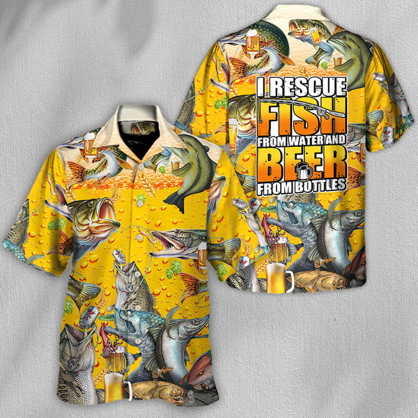 Maxcorners Fishing I Rescue Fish From Water And Beer From Bottles Hawaiian Shirt