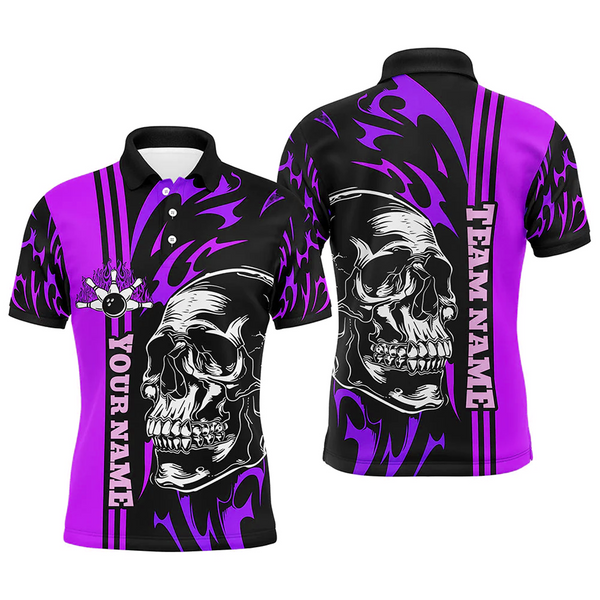 Maxcorners Flame Skull Bowling Ball And Pins Team league Multicolor Option Customized Name 3D Shirt