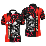 Maxcorners Flame Skull Bowling Ball And Pins Team league Multicolor Option Customized Name 3D Shirt