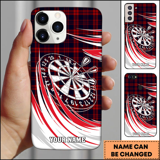 Maxcorners Red Plaid Classic Dartboard Vintage Style Personalized Name 3D Phone Case