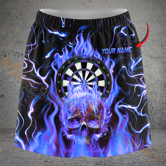 Maxcorners Darts Flaming Skull Fire Dartboard Personalized 3D Skirts With Shorts