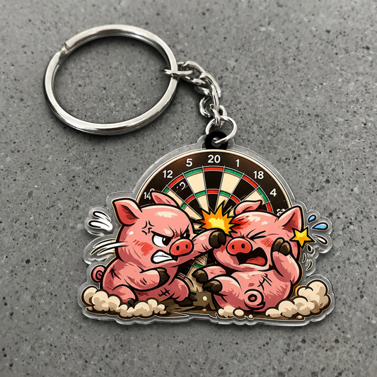Maxcorners Darts Fighting Pigs 3D Keychain And Ornament