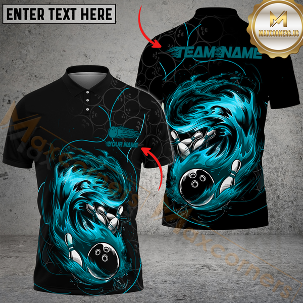 Maxcorners Bowling Curved Paint Multicolor Options Personalized Name, Team Name 3D Shirt