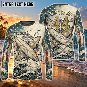 Maxcorners Surf Tropical Deep Sea Art Customized Name, Number, Team Name 3D Long Sleeve Shirts