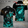 Maxcorners Flame Wolf Disc Golf Polo Personalized Name, Team Name 3D Shirt (4 Colors)