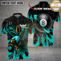 Maxcorners Billiards Ball 8 Eagle Flame Personalized Name Shirt (4 Colors)