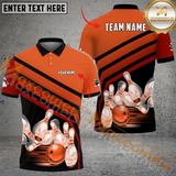 Maxcorners Ball And Pins Windmill Pattern Bowling Jersey Multicolor Option Customized Name, Team Name 3D Polo Shirt