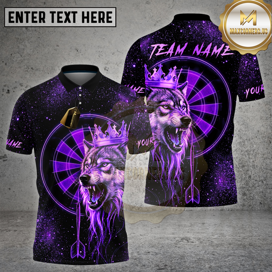 Maxcorners Dart Golden Wolf Crown Warrior Dartboard Multicolor Options Personalized Name, Team Name 3D Shirt (4 Colors)