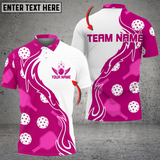 MaxCorners Pickleball And Paddles Pink And White Customized Name, Team Name 3D Polo Shirt For Men