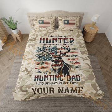 Maxcorners Hunting Hunter Hunting Dad Deer Design Bedding Set 3D Print Custom Name
