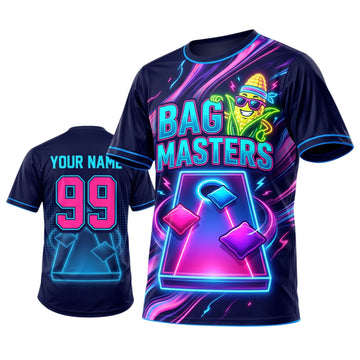 Maxcorners Cornhole Neon Bag Masters Personalized Name 3D Unisex Shirt