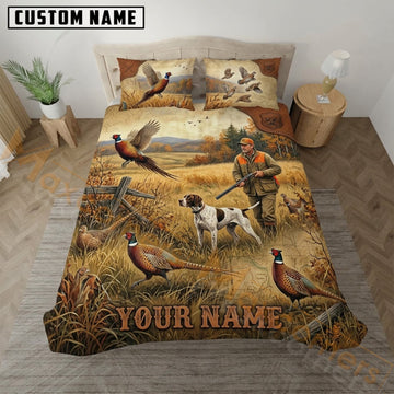 Maxcorners Pheasant Hunting Autumn Meadow Bedding Set 3D Print Custom Name