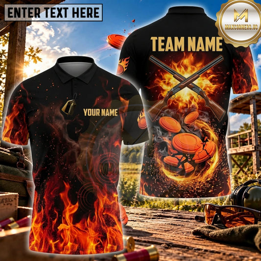 Maxcorners Clay Shooting Flame Clay Target Explosion Personalized Name 3D Unisex Shirt