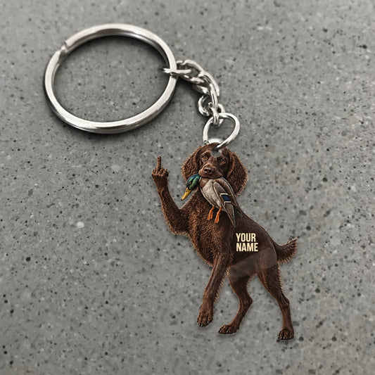 Maxcorners Duck Hunting Boykin Spaniel Funny Standing Dog Custom Name Gift 2D Flat Acrylic Ornament, Keychain