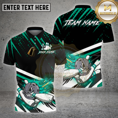 Maxcorners Bowling Shirts Ball Flame Black Abstract Design Multi Options Personalized Name, Team Name 3D Shirt