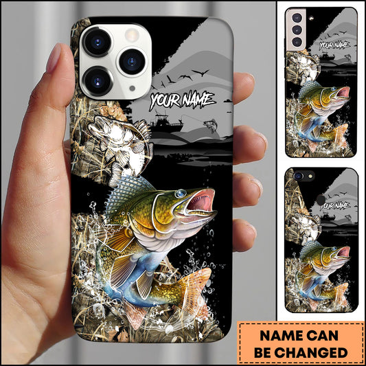 Maxcorners Walleye Fishing Camouflage Night Lake Scene Personalized Name 3D Phone Case