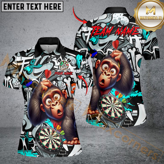 Maxcorners Darts Monkey Graffiti Multicolor Customized Name, Team Name 3D Shirt For Women