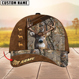 Maxcorners Deer Hunting Brown Leather Pattern Multicolor Personalized Name 3D Cap