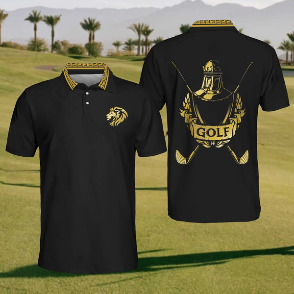 Maxcorners Majestic Lion Mens Golf Polo Shirt, Mens Golf Gift, Mens Golf Shirt