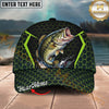 Maxcorners Fishing Neon Hexagon Pattern Personalized Name 3D Cap (12 Fish Species)
